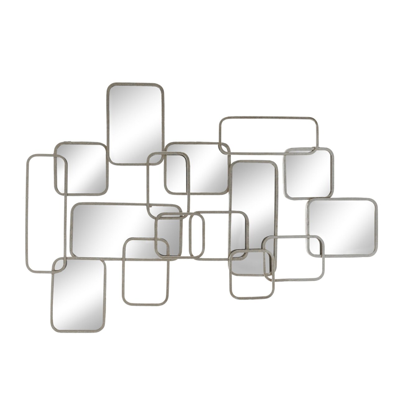 Kingston Living 39" Silver Abstract Square Mirrored Wall Decor